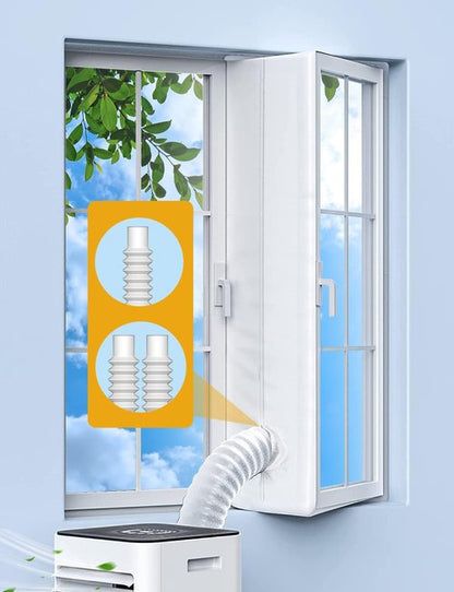 IKSTAR Portable AC Window Seal Kit 400CM (157") – Universal No-Drill Window Vent for Casement, Crank & Skylight Windows – Adjustable Zipper Seal for Single or Dual Hose Portable Air Conditioners