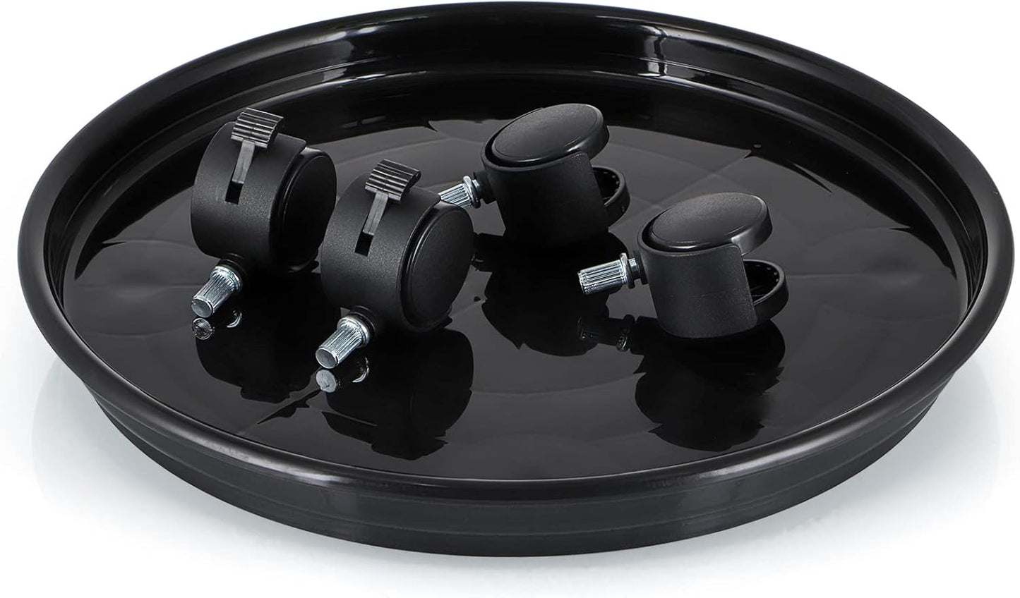 Skelang 11.8" Pack 3 Plant Caddy, Plant Stand, Round Plant Pallet Pot with Lock Wheels, Rolling Tray Planter Trolley