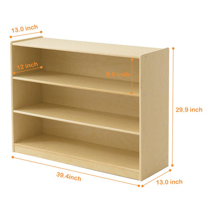 kidi house Kids Bookshelf and Toy Storage Shelf, Wooden Montessori Bookshelf, 3-Tier Toy Shelf, 30in Birch Children Bookcase, Classroom Furniture, Book Shelf for Kids Room, Nursery, Playroom