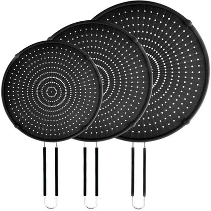 PLACHIDAY Splatter Screen for Frying Pan,Silicone Grease Splatter Guard, Heat-Resistant Splatter Guards for Cooking,Dishwasher Safe (9.8", 11.4", 13")
