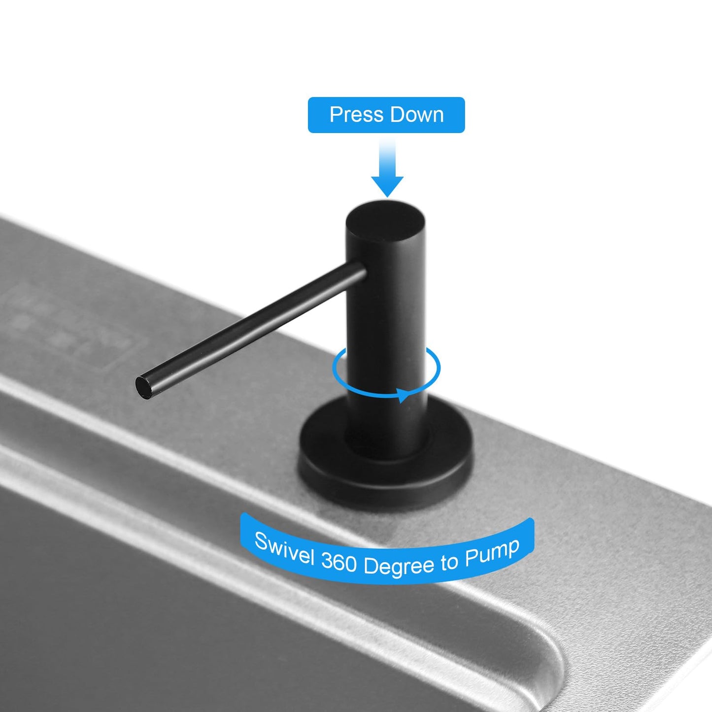 Soap Dispenser for Kitchean Sink, Built in Black Soap Dispenser Stainless Steel Soap Pump with 40" Extension Tube and 500ml Bottle Easy to Refill