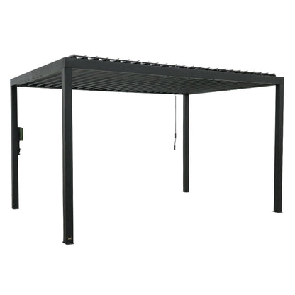 Backyard Discovery Sarasota 14' x 10' Galvanized Steel Louvered Pergola Kit with Adjustable Roof, Shade, Rain Protection, High-Wind Rating, Gutter System for Outdoor Patio, Garden, Deck, Entertaining