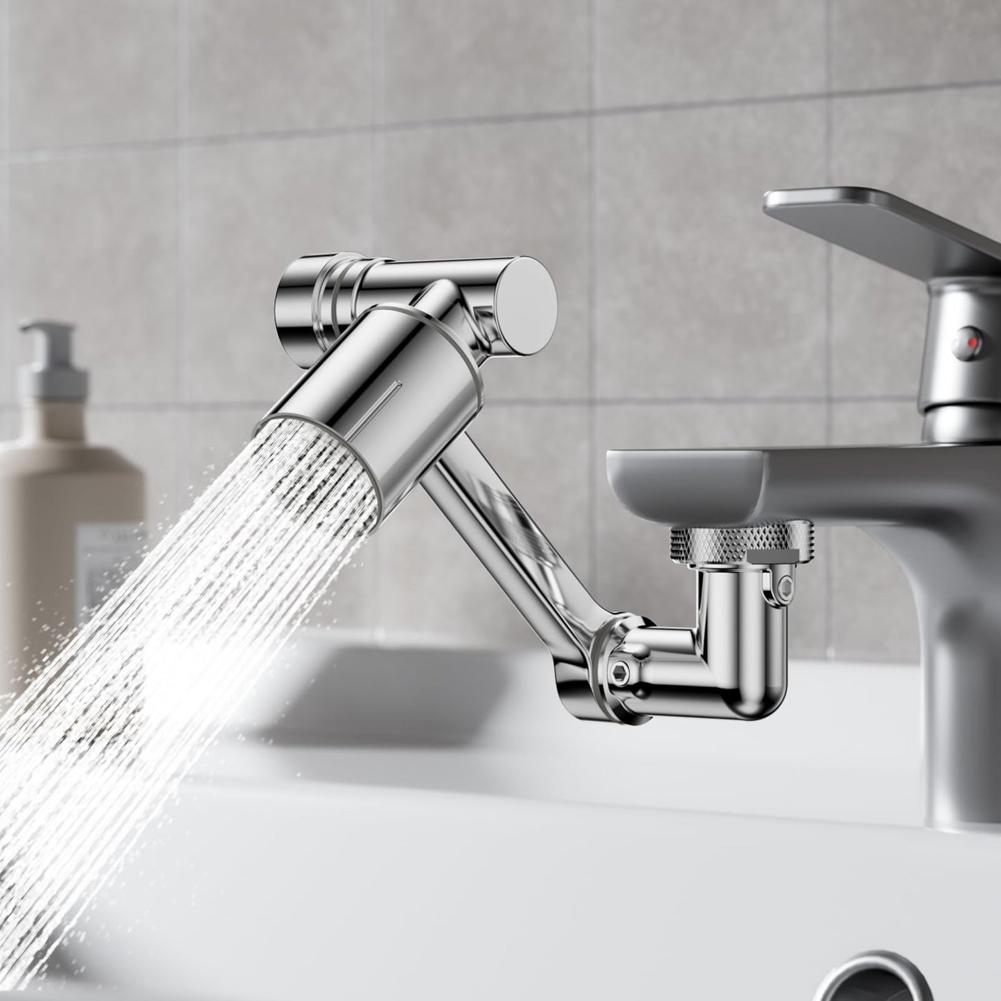 1080° Rotating Faucet Extender, Brass Faucet Multi-functional Spray Nozzle Extender, Universal 36° Rotating Mechanical Arm Bathroom Faucet Extender, Kitchen Extend Filter, 2 Modes Spray