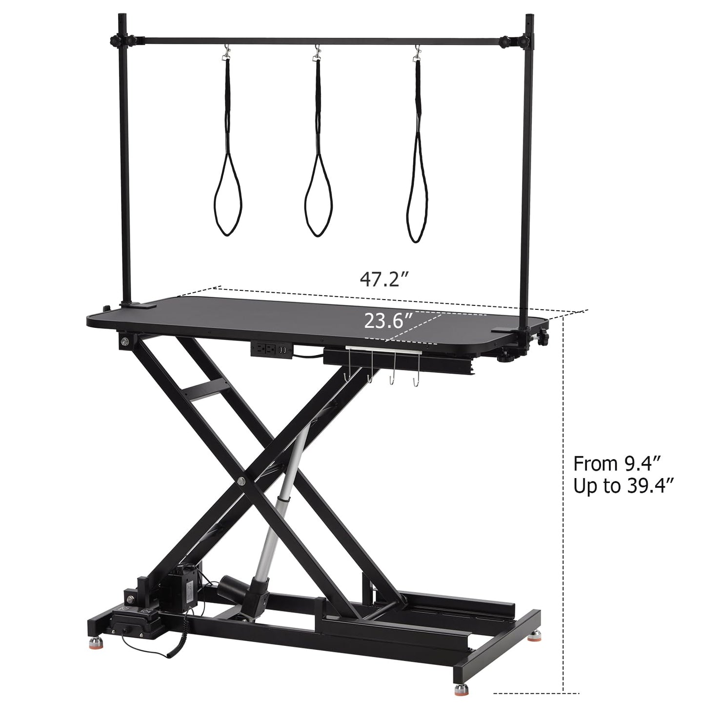 GarveeLife 47” Electric Lift Dog Grooming Table (White), Heavy Duty Electric Grooming Arm Table for Pets & Large Dogs Adjustable Height: 9.4"-39.4" Non-slip Desktop with Gantry Crane Set
