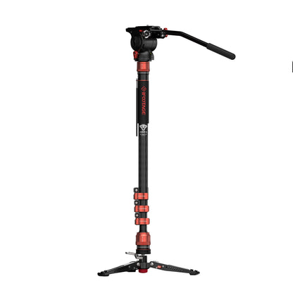 IFOOTAGE Cobra 3 Monopod with Fluid Head,Professional Portable Travel Monopod Set,71" Carbon Fiber Monopod for Cameras with Video Head, Compatible with Sony Canon Nikon Camera,C180F-P&Komodo K5S