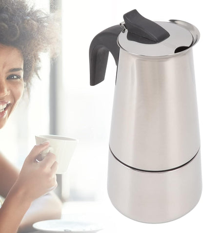 YOUTHINK Portable Electric Coffee Maker, Food Grade Stainless Steel Moka Pot for Home & Outdoor (100ml)