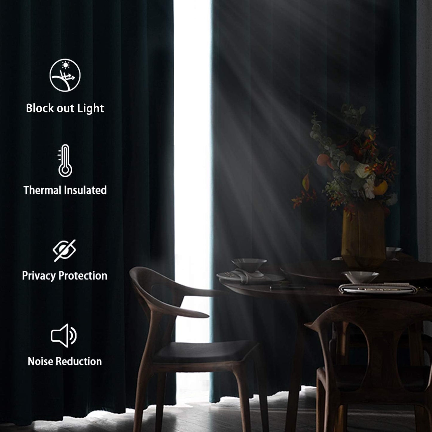 DWCN Blackout Short Curtains with Tiebacks, Thermal Insulated Grommet Window Curtains for Living Room, 38 x 45 inch, Red