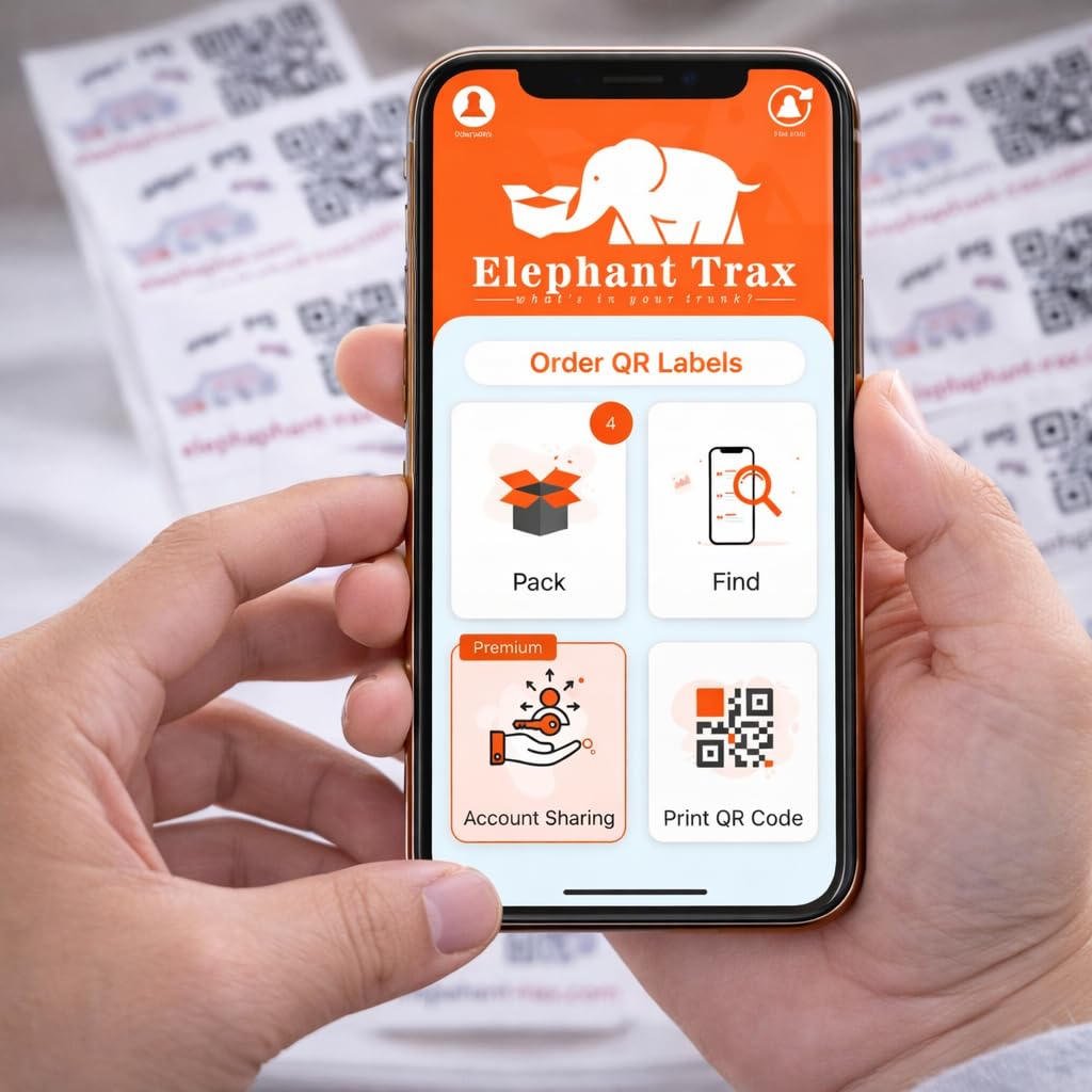 Elephant Trax QR Code Labels for Storage Bins – 40 Smart QR Code Stickers, Scannable QR Labels for Tote Bins, Moving Box Labels, Home Organization, Packing Supplies & Inventory Tracking