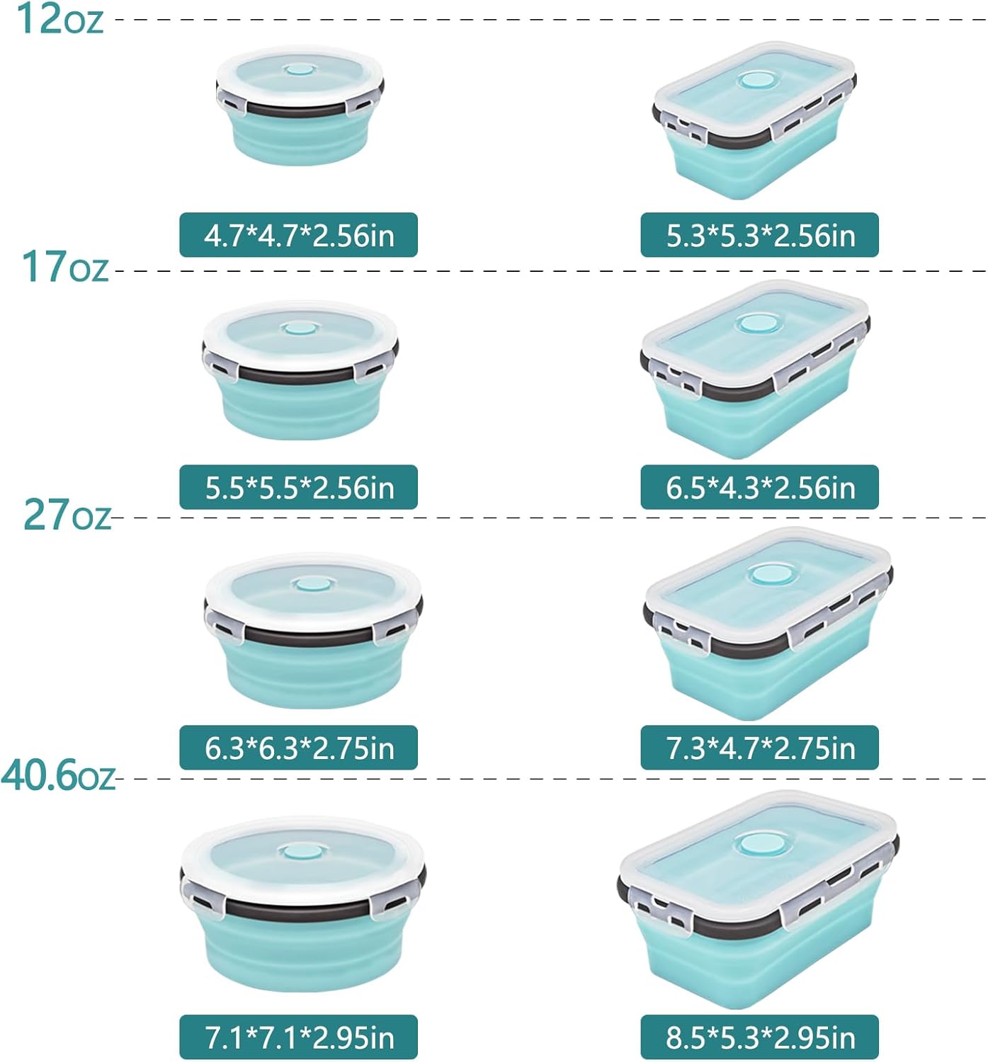 8 Collapsible Food Storage Containers, Silicone Collapsible Food Storage Containers, Collapsible Food Storage Silicone, Rv Collapsible Bowls, Collapsible Storage Containers for Food Camping