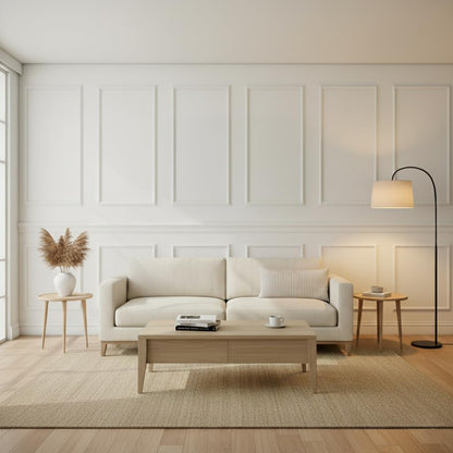 94 1/2"L (Adjustable 108"H to 132"H) Ashford Square Panel Stacked Wall Wainscot Paneling Kit