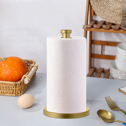 GWGTHZ Stainless Steel Gold Paper Towel Holder Countertop for Kitchen Bathroom, Standing Paper Towel Holder with Weighted Base.