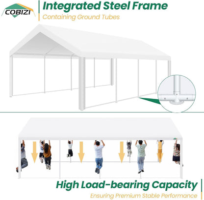 COBIZI 13x26 Party Tent Heavy Duty Waterproof(Better Than Galvanized), Outdoor White Gazebo Event Shelter Wedding Canopy for Parties BBQ Commercial with Removable Sidewall Windows, Powder Coating