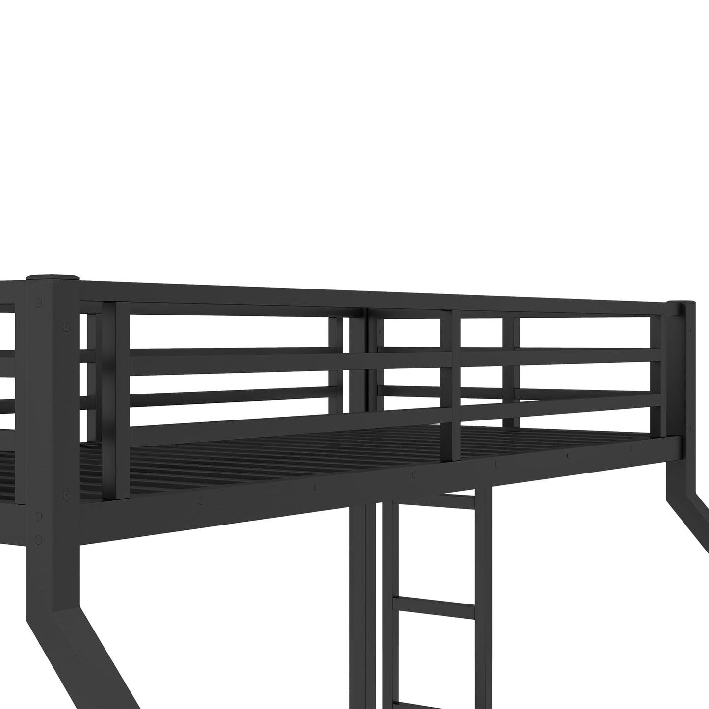 KEIKI Twin XL Over Queen Bunk Bed Metal Frame, Heavy Duty Bunk Bed with Ladder & Safety Guardrail, Noise Free, No Box Spring Needed, Space Saving Bed for Teens & Adults, Black