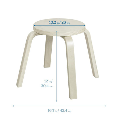 ECR4Kids Bentwood Stackable Stools, 12in Seat Height, Classroom Furniture, White Wash, 6-Piece