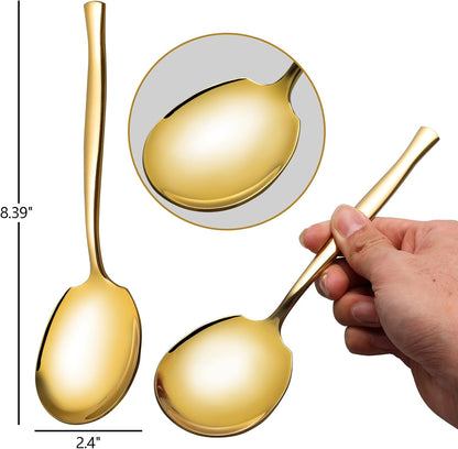 Stainless Steel Serving Spoons, Large Gold Serving Spoons Set of 8 for Catering
