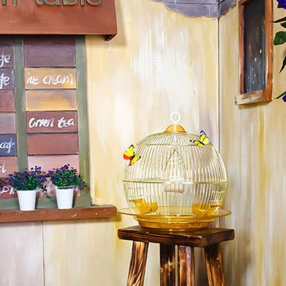 Professional Birdcage Pet Supplies Bird Carrier Gardening Decor Bird Cages Home Decor, Retro Golden Bird Cage,Elegant Decoration Parrot Cage,Dove Pearl Bird Canary Cage(Gold E)