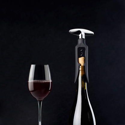 True Self Pulling Corkscrew Wine Opener, Durable Plastic with Easy Turn Chrome Handle, Wine Bottle Opener for Bartenders, Home Bar Tools, Bar Cart Accessories, Kitchen Essentials, Set of 1, Black