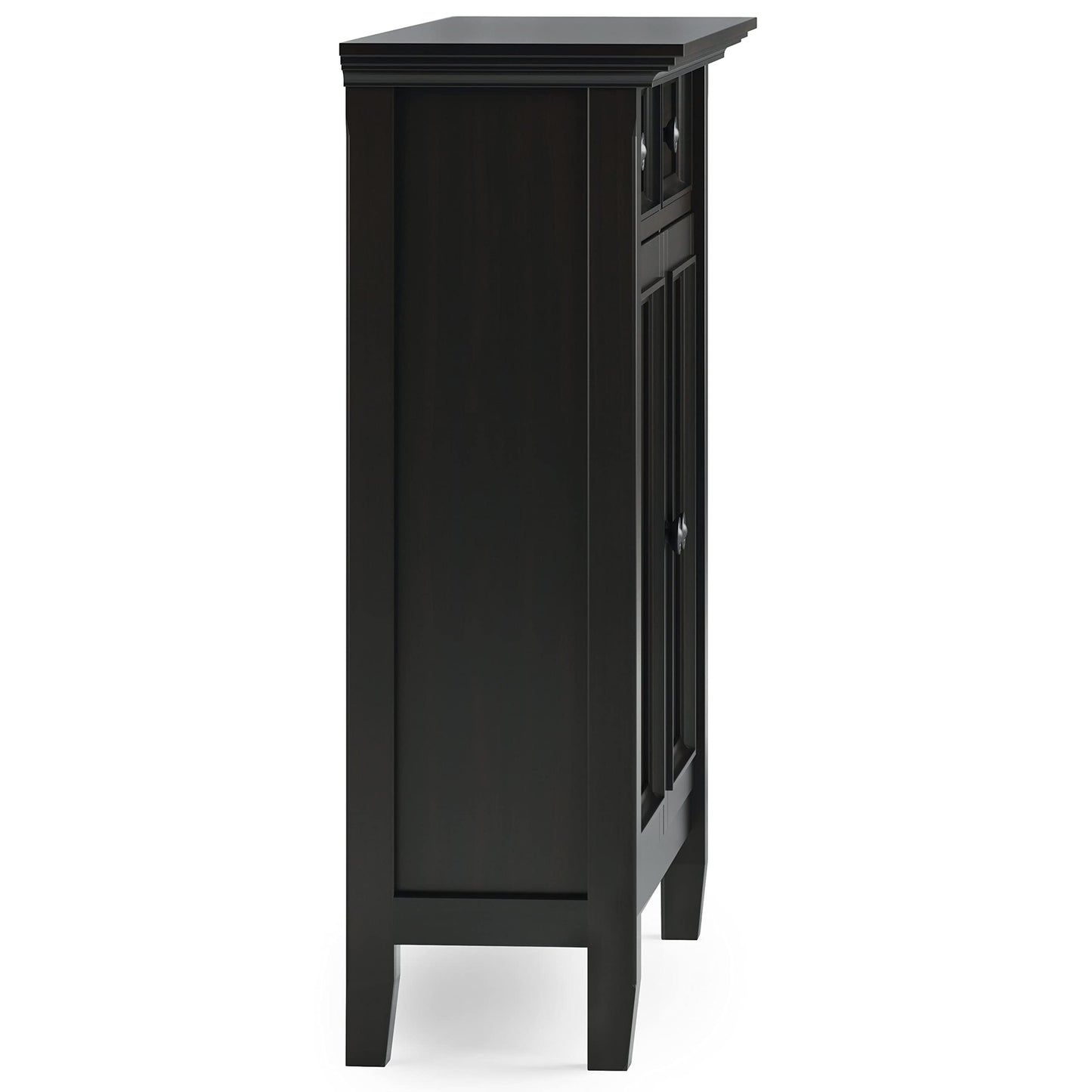 SIMPLIHOME Amherst 36-inch Wide Transitional-Style Storage Cabinet in Hickory Brown with Drawers and Adjustable Shelves for Entryway or Living Room