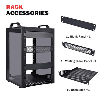 GeeekPi 8U Server Rack Cabinet, DeskPi RackMate T1 Plus,10 inch Network Rack for Servers, Network, A/V Equipment, 10.23inch/260mm Depth (Black)