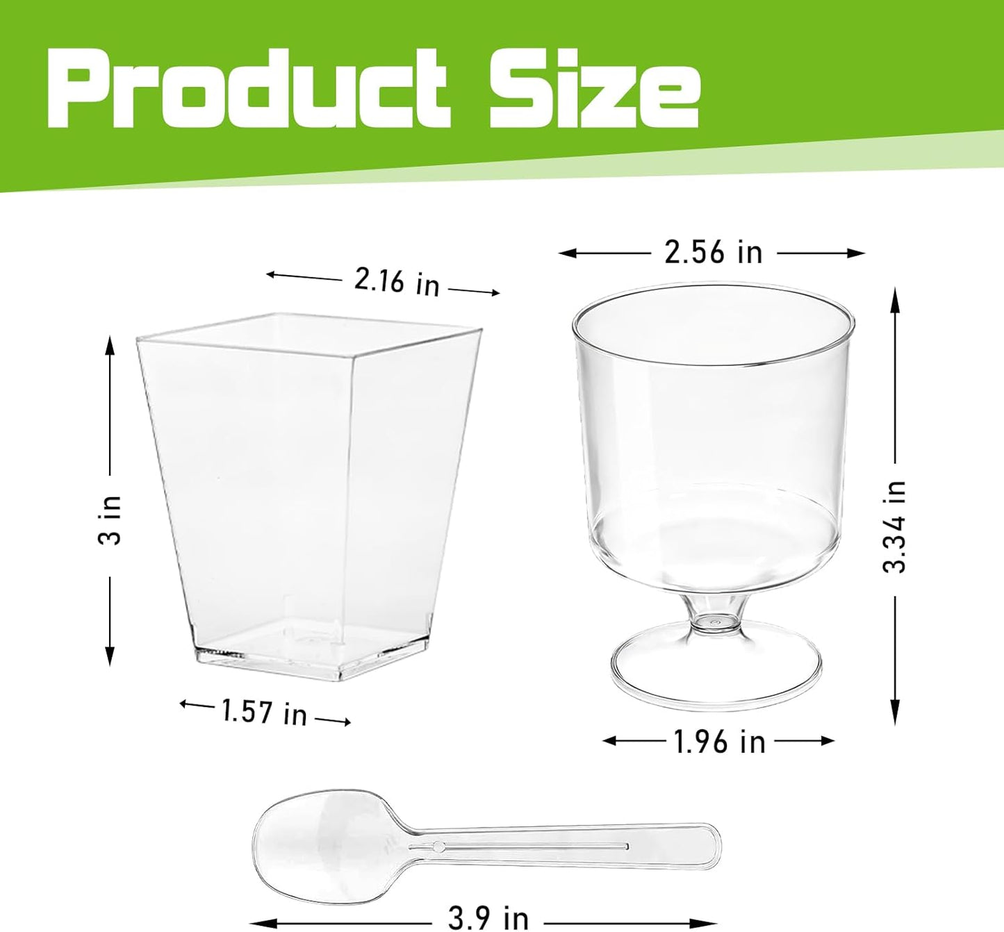 200 Pack 5 oz Plastic Dessert Cups with Spoons, Disposable Goblet Parfait Pudding Jello Shooter Cups for Party Serving