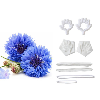 Professional Flower Fondant Mold Set, Reusable Silicone Cake Decorating Tools for Baking & Sugar Craft (Cornflower Fondant Flower)