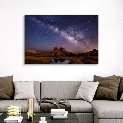 CANVAS ON DEMAND Milky Way and Moonlight Over Cathedral Rocks in Sedona, Arizona Canvas Wall Art Print by Scott Stulberg, Home Decor, Beauty, United States Artwork,60" x40in