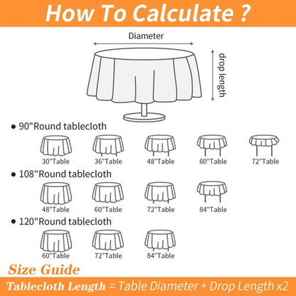kapwall 6 Pack Round White Tablecloth - 120Inch (304cm) - Washable Polyester Table Cloth Decorative Fabric Table Cover for Wedding,Restaurant,Party.