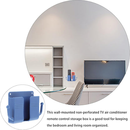 Healifty 5pcs Remote Control Holder with Hook, Wall Mounted Media Storage Box for Home Bedroom (Blue)