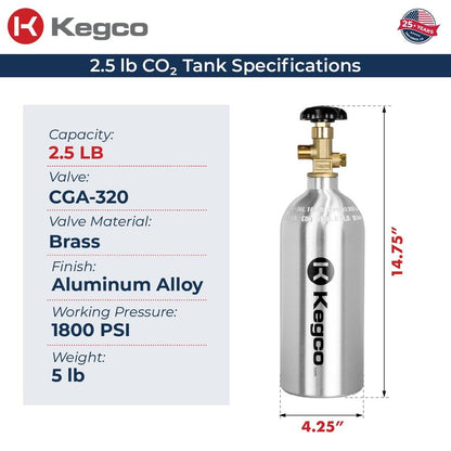 Kegco 2.5 lb. Aluminum Tank Co2 Cylinder