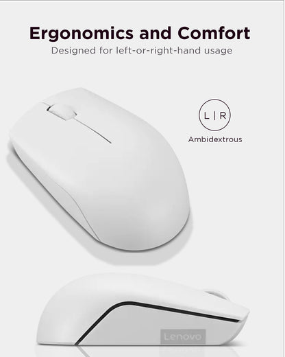 Lenovo 300 Wireless Mouse – Computer Mouse for PC, Laptop with Windows – Ambidextrous Design – 2.4 GHz Nano USB Receiver – 12 Month Battery Life