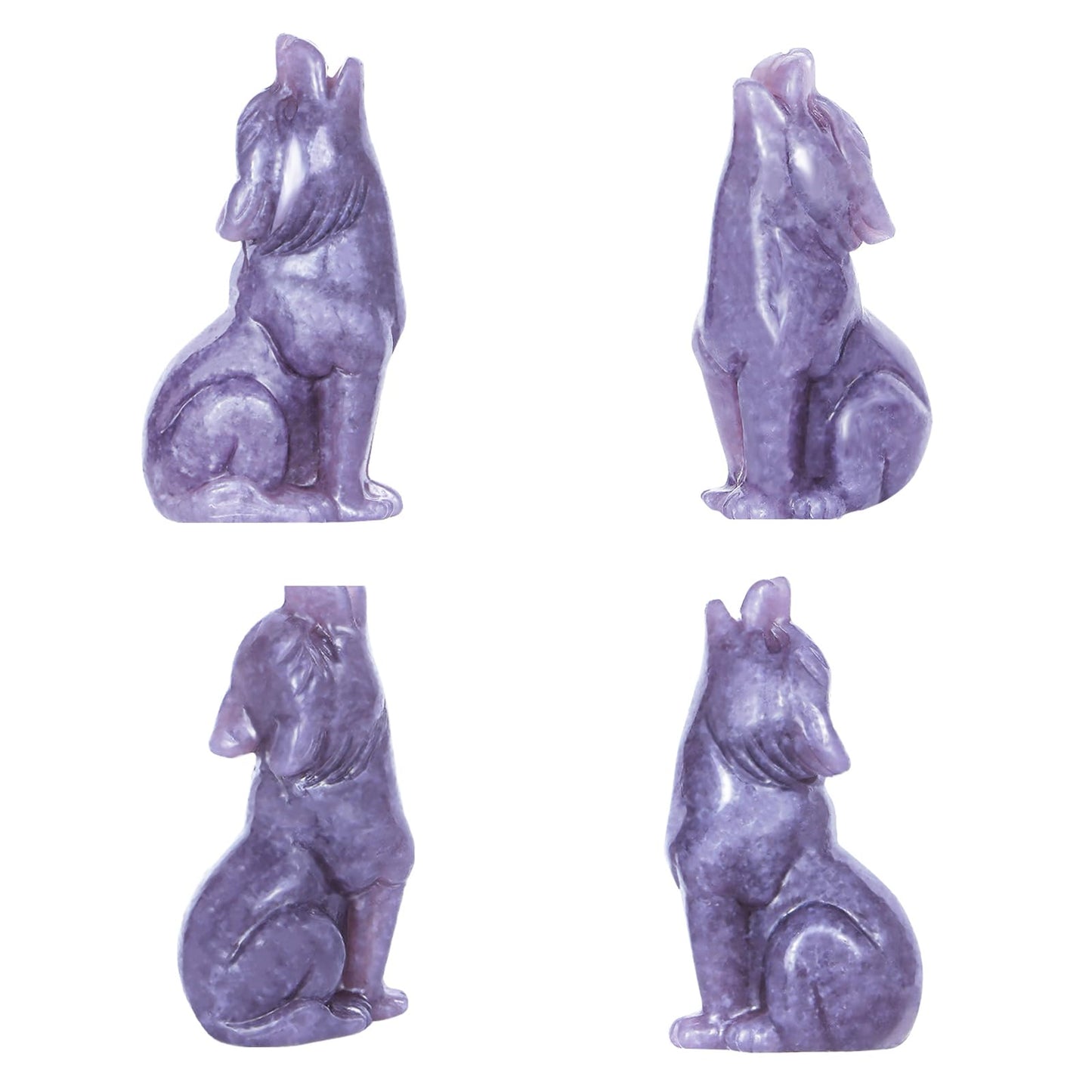 Artistone Crystal Wolf Statue, 2" Hand Carved Healing Wolves Decor for Home Office Ornament Gemstone Pocket Animal Figurine with Gift Case for Men,Women (Purple Lepidolite)