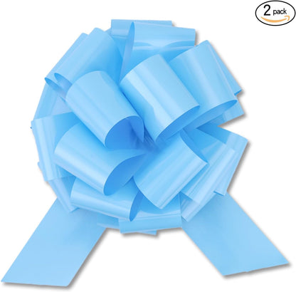 Pull Bow by Large 12" - 2 Pcs Light Blue Gift Bow for Presents, Wrapping, and Decorations