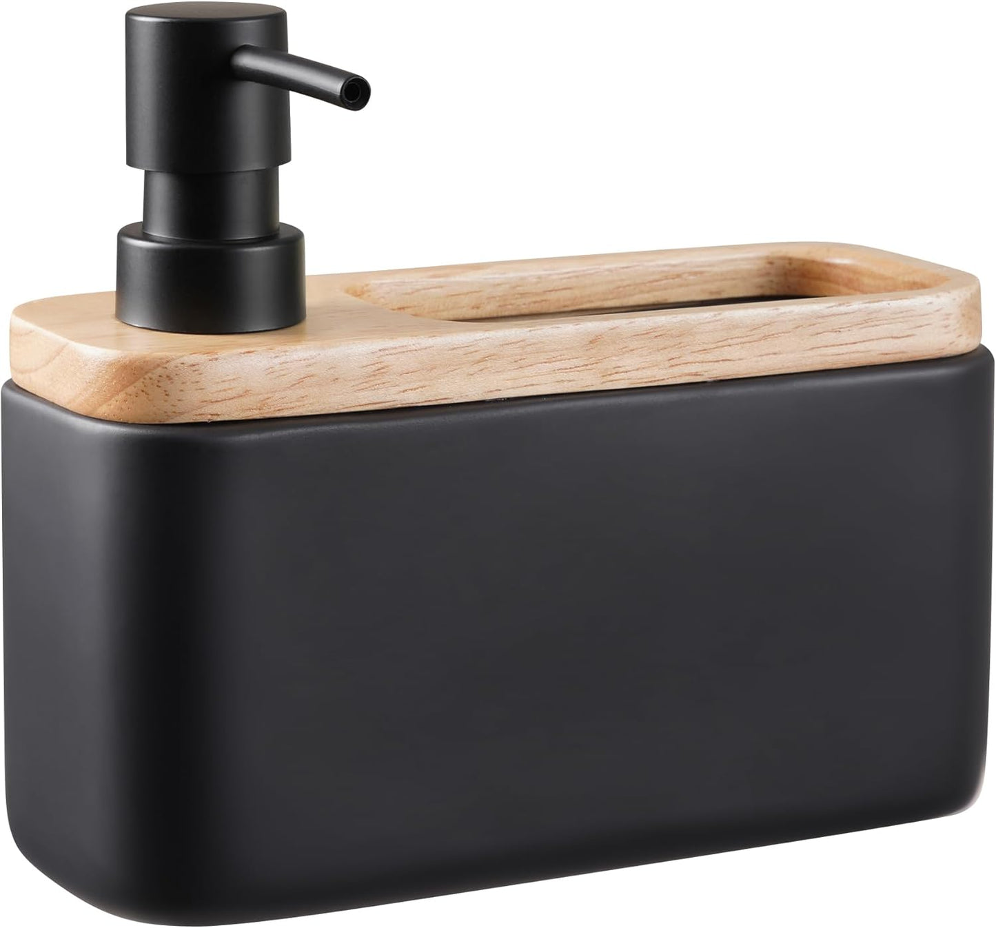 17oz RQYIXI Black Soap Dispenser with Sponge Holder Ceramic Hand and Dish Soap Dispenser for Kitchen Bathroom