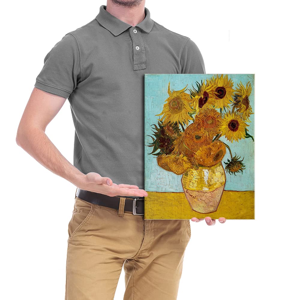 Wieco Art Framed Wall Art Canvas Prints of Sunflower by Vincent Van Gogh Paintings Reproduction Abstract Wall Decorations for Living Room Golden Frame