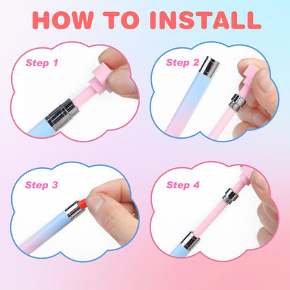 2 PCS Automatic Refillable Wax Pen for Diamond painting, Refillable Diamond Art Pen with 6 Refill Wax Pads, Wax Pen for Art Nail DIY Craft (Gradient Blue+Gradient Pink)
