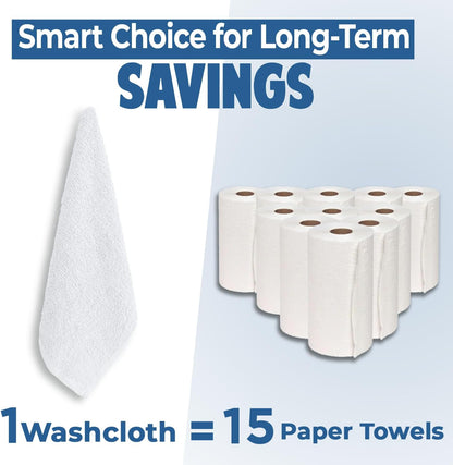 24 Pack [12x12] 100% DAN RIVER Wash Cloths for Showering - Cotton Washcloths Premium Quality Flannel Face Cloths