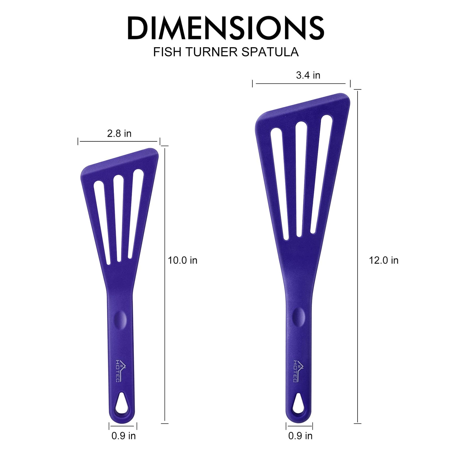 HOTEC 600℉ Heat Resistant Silicone Slotted Fish Turner Spatula Set, BPA Free Kitchen Cooking Spatulas, for Non Stick Cookware Dishwasher Safe Classic Blue, set of 2