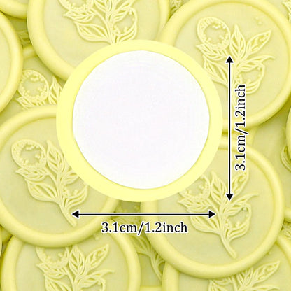 Aiviman 50Pcs Flower Wax Seal Stickers,Lemon Yellow Self Adhesive Envelope Seal Stickers,Great for Gift Wrapping,Wedding Invitation,Halloween,Christmas