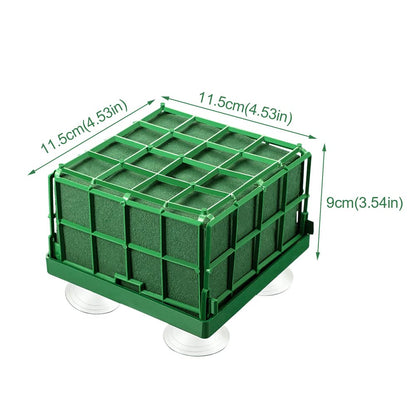 Xiaokeis 2 Floral Foam Cage with Suction Cups for Flower Arrangements, Square Floral Foam Cage Flower Holder for Fresh Flower Arrangement and Wedding Car Decorations(Green)