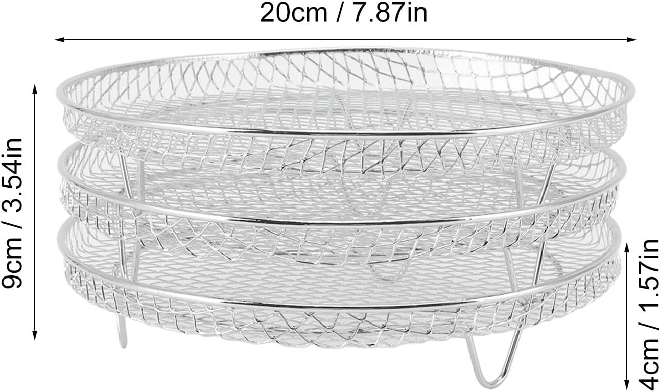 Fdit 3Pcs Air Fryer Racks, Stackable Dehydrator Racks for Food Grade Stainless Steel Air Fryer Accessories