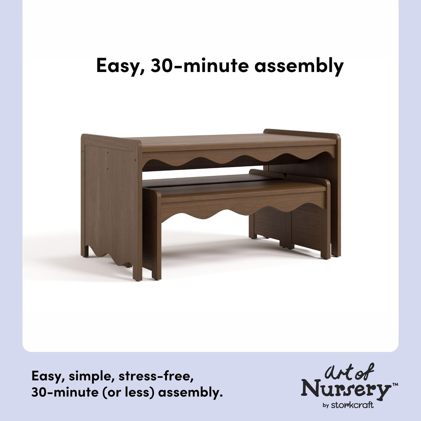 Storkcraft Casablanca Montessori Indoor Kids Table & Bench Set – Premium Kids Activity Table and Bench Set, Toddler Furniture for Crafts and Snack Time, Durable & Easy-to-Clean Surface (Hazelnut)