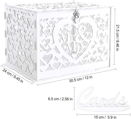 Ywlake Large Rustic Wedding Money Box Holder with Lock Slot for Reception, Anniversary, Graduation, Birthday Parties