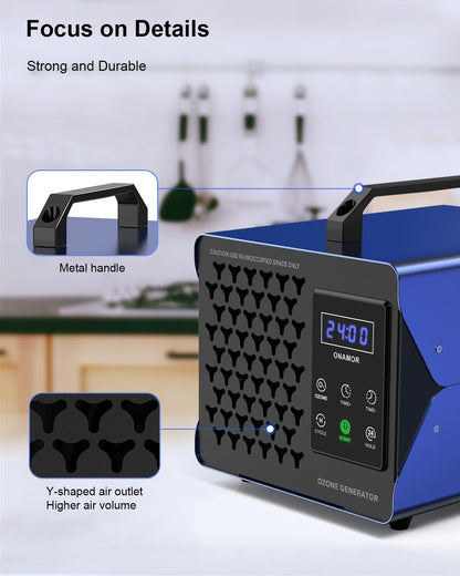 ONAMOR Digital Ozone Generator Odor Eliminator 180,000mg, High Capacity Ozone Machine Odor Removal Up to 8,000 Sq.Ft, Ionizer Deodorizer Ozonator for Home, Car, Smoke, Pet Room