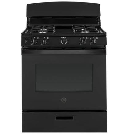 GE 30-Inch Freestanding Gas Range with 4 Sealed Burners, Standard Clean Oven, Black