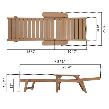 Psilvam Chaise Lounges Set of 2, Lounge Chairs with Adjustable Backrest, Supports Up to 350 lbs, All Weather Recliner Poly Lumber Lounges Bed for Poolside, Patio, Porch(Light Brown)