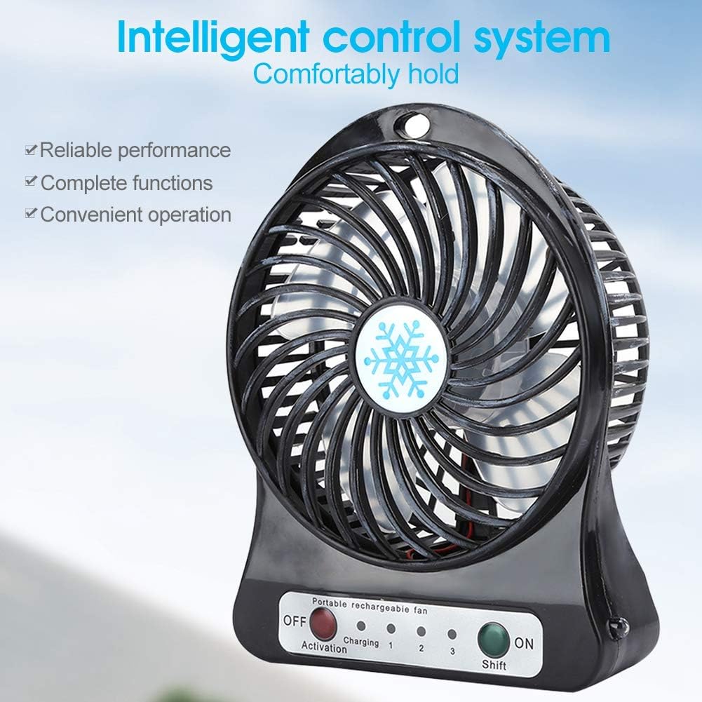 CCYLEZ Mini Table Fan - 3 Speed Adjustable USB Rechargeable Fan for Baby Bed, Car Seats, Summer Gift (Black)