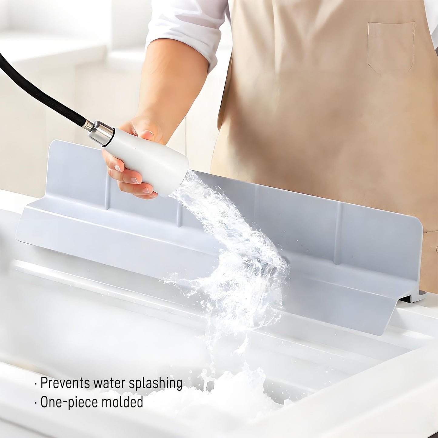 23-inch Silicone Sink Splash Guard - Strong Suction Water Barrier for RV Sinks, Pet Bathing,and Small Kitchens - Self-Draining Design, Dishwasher-Safe