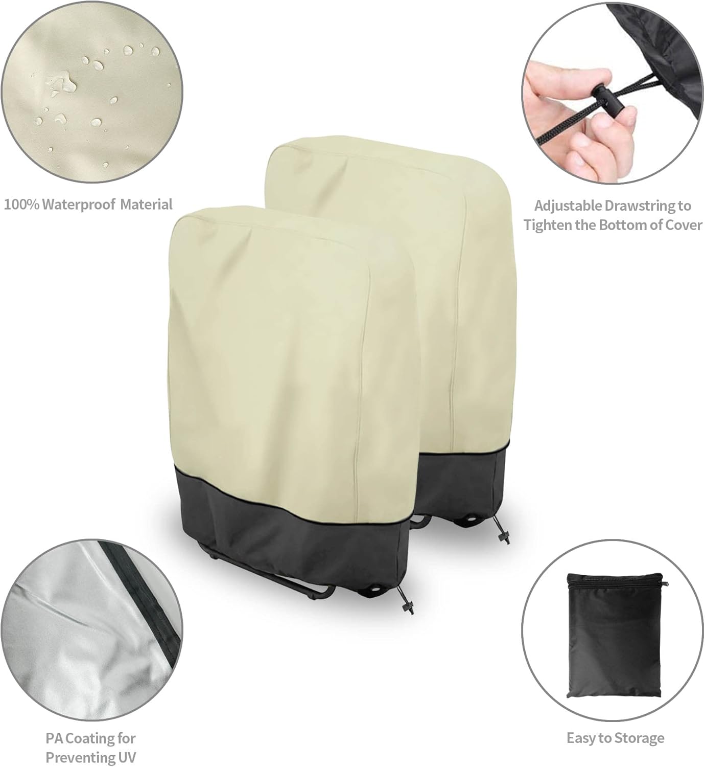 2Pcs Bag(28''L 43''H) Zero Gravity Chair Cover, Waterproof Outdoor Folding Chair Covers, Dustproof Lawn Patio Furniture