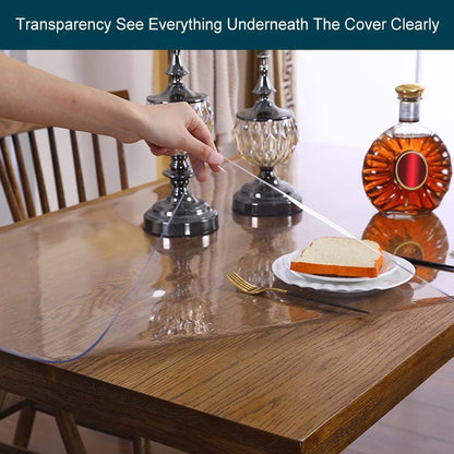 42 X 78 Inch Clear Table Protector Eco Clear Plastic Vinyl Tablecloth Rectangle Protective Desk Office Top Pad Cover Glass Wood Dining Coffee End Tabletop Protection Mat Clean Polyester Wipeable PVC