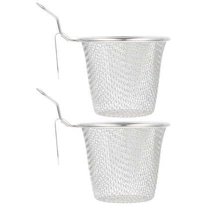 Toyvian 304 Stainless Steel Hot Pot Strainer Scoops, 2Pcs Fine Mesh Food Strainer Basket with Handle for Noodles Pasta Dumplings Cooking Skimmer Colander for Boiling Blanching